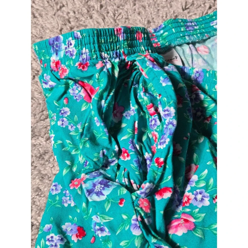 Vtg Bobbie Brooks Casual Pull on Shorts Floral Teal Pink 7" inseam Womens XL - Picture 5 of 5
